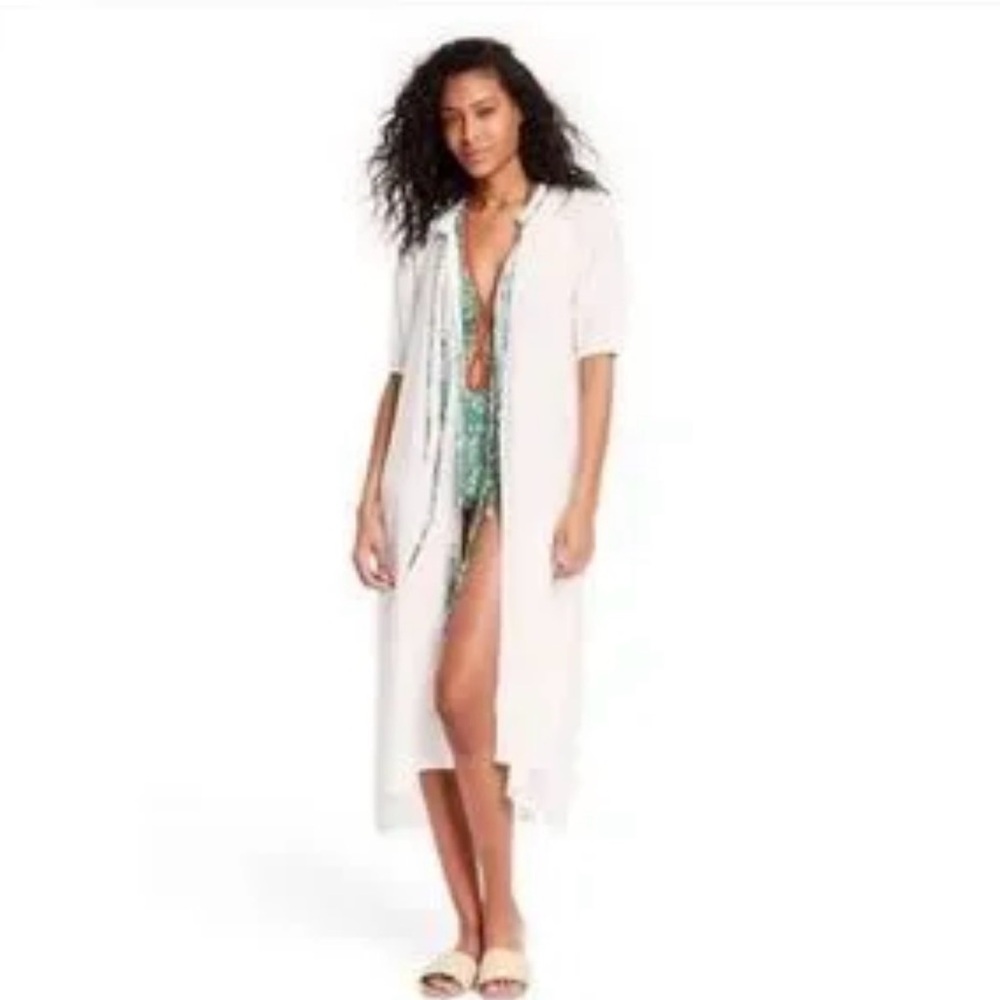 RHODE White Pleated Cover Up With Pockets!